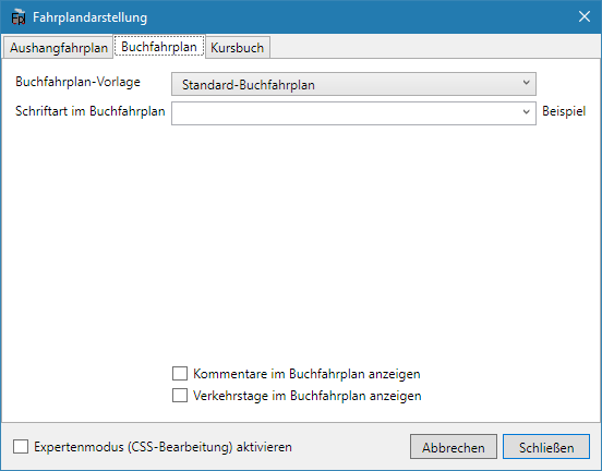 Anpassung der Buchfahrplaneinstellungen Anpassung der Buchfahrplaneinstellungen