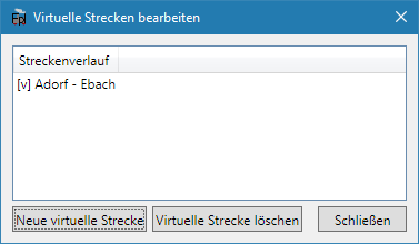 Virtuelle Strecken können nur erzeugt und gelöscht werden