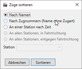Züge sortieren
