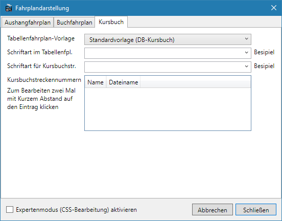 Anpassung der Kursbuch-Darstellung